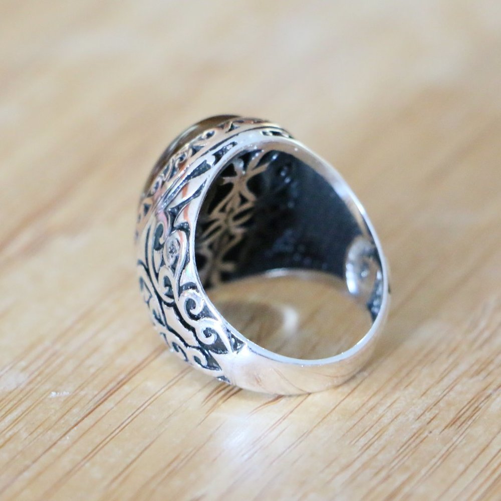 925 Sterling Silver Men's Ring with Tiger Eye -Super Elegant - Picture 10 of 10